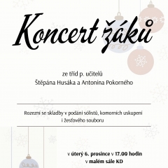 ZUŠ - KONCERT ŽÁKŮ TŘÍD A. POKORNÉHO A Š. HUSÁKA